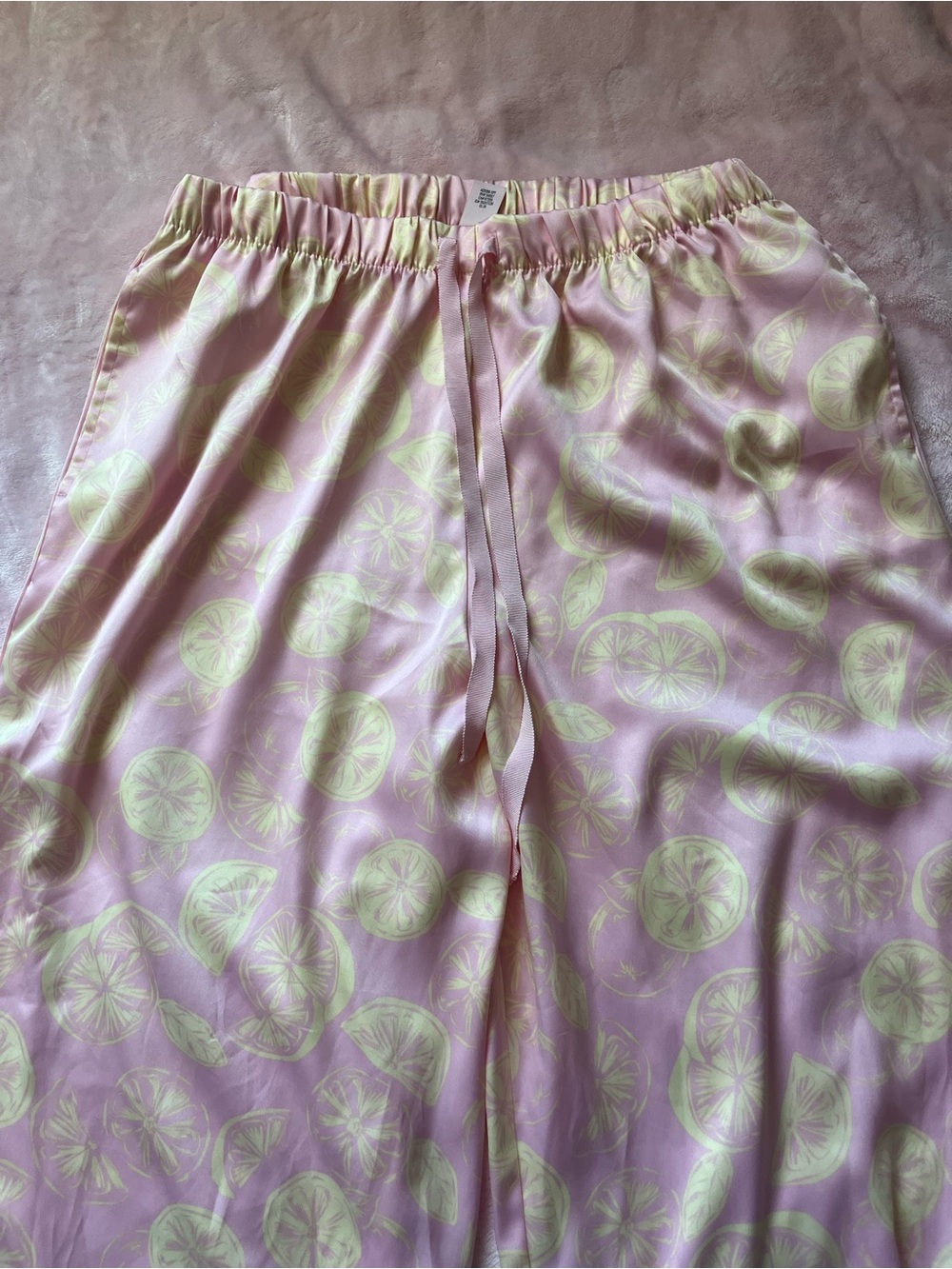 Victoria's Secret Pink Satin Lemon-Print Pajama Pants